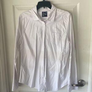America Eagle White Casual Button-Down Shirt